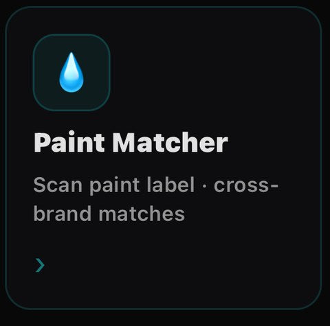 Paint Matcher screen